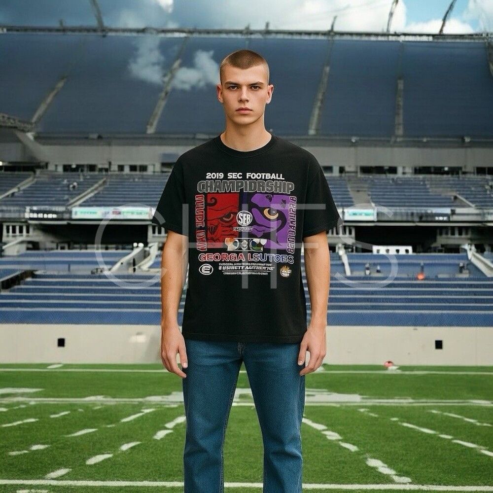 Georgia Bulldogs vs. LSU Tigers Faceoff  T-Shirt  Black 2019 SEC Championship Sm